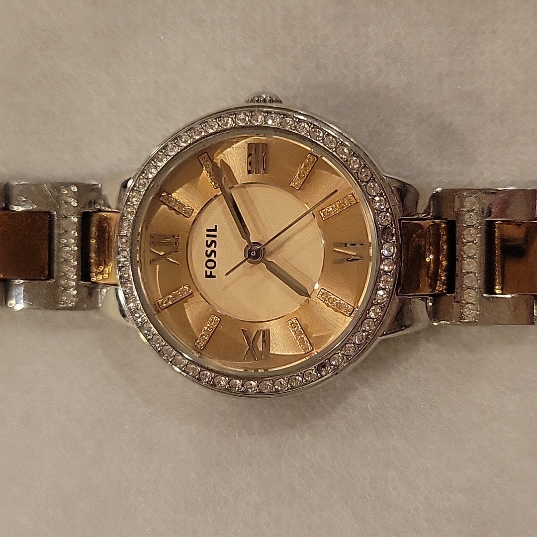 Fossil Ladies Rose Gold And Silver Toned Watch